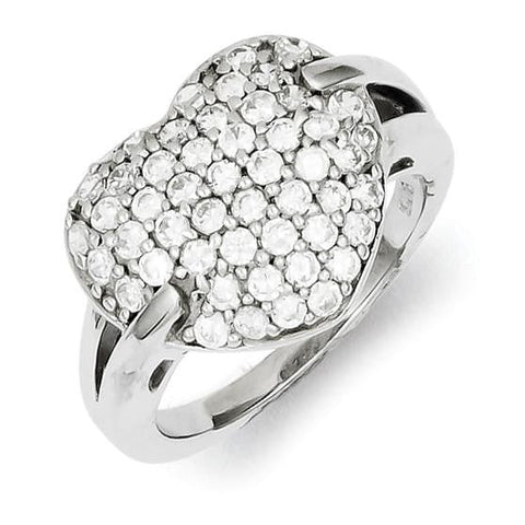 Sterling Silver CZ Heart Ring - shirin-diamonds