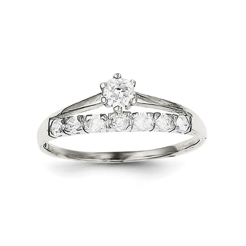 Sterling Silver Row and Solitaire CZ Ring - shirin-diamonds