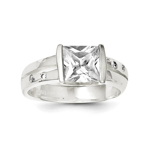 Sterling Silver Square CZ Ring - shirin-diamonds