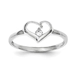 Sterling Silver Rhodium Plated CZ Heart Ring - shirin-diamonds