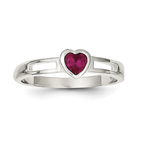 Sterling Silver Red CZ Heart Ring - shirin-diamonds