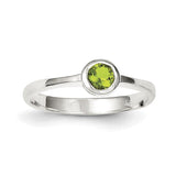 Sterling Silver Lime Green Round Bezel CZ Ring - shirin-diamonds
