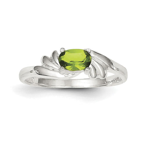 Sterling Silver Lime Green Oval CZ Ring - shirin-diamonds