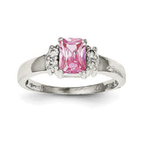 Sterling Silver Pink & White CZ Ring - shirin-diamonds