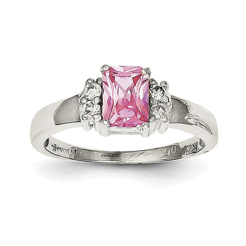 Sterling Silver Pink & White CZ Ring - shirin-diamonds
