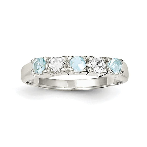 Sterling Silver Light Blue & White CZ Ring - shirin-diamonds
