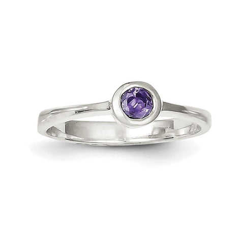 Sterling Silver Purple Round Bezel CZ Ring - shirin-diamonds