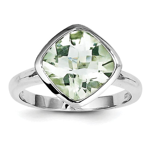 Sterling Silver Rhodium Green Quartz Ring - shirin-diamonds