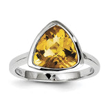 Sterling Silver Rhodium Citrine Ring - shirin-diamonds