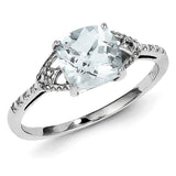 Sterling Silver Rhodium Plated Diamond and Aquamarine Ring - shirin-diamonds