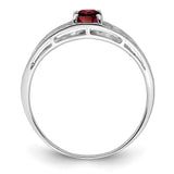 925 Sterling Silver Rhodium Plated Garnet Ring