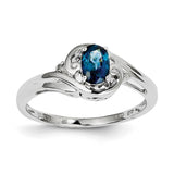 Sterling Silver Rhodium Plated Diamond & Sapphire Ring - shirin-diamonds