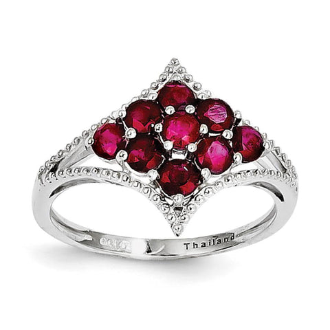 Sterling Silver Rhodium-plated Ruby Ring - shirin-diamonds