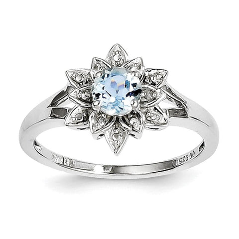 Sterling Silver Rhodium Diam. & Light Blue Topaz Ring - shirin-diamonds