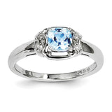 Sterling Silver Rhodium Diam. & Light Blue Topaz Ring - shirin-diamonds