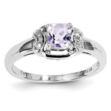 Sterling Silver Rhodium Diam. & Pink Quartz Ring - shirin-diamonds