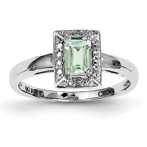 Sterling Silver Rhodium Green Quartz Diam. Ring - shirin-diamonds
