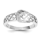 Sterling Silver Rhodium Plated Diamond Buckle Ring - shirin-diamonds