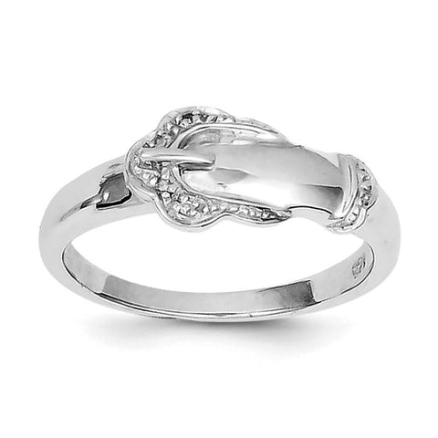 Sterling Silver Rhodium Plated Diamond Buckle Ring - shirin-diamonds