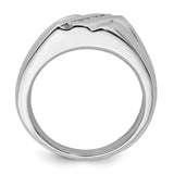 925 Sterling Silver Rhodium Plated Diamond Men's Ring