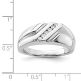 925 Sterling Silver Rhodium Plated Diamond Men's Ring