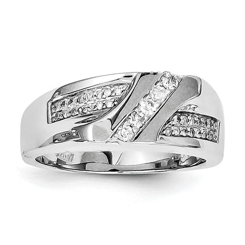 Sterling Silver Rhodium Plated Diamond Men's Ring - shirin-diamonds