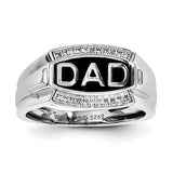 Sterling Silver Rhodium Plated Diamond Men's DAD Ring - shirin-diamonds