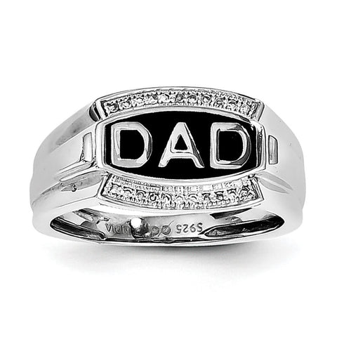 Sterling Silver Rhodium Plated Diamond Men's DAD Ring - shirin-diamonds