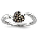 Sterling Silver Champagne Diamond Small Heart Ring - shirin-diamonds