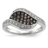Sterling Silver Champagne Diamond Fancy Marquise Ring - shirin-diamonds