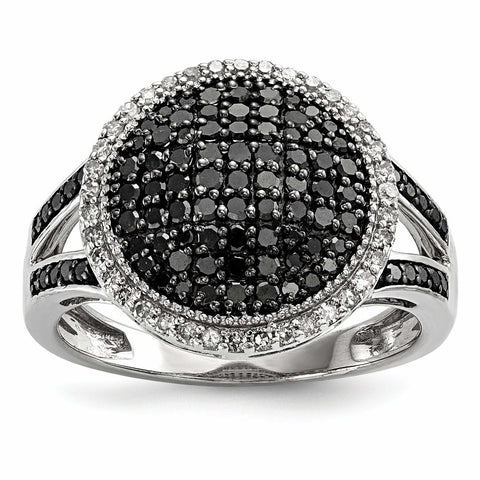 Sterling Silver Black & White Diamond Round Ring - shirin-diamonds