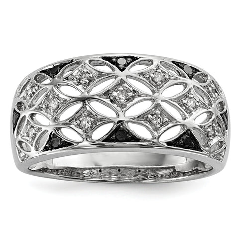 Sterling Silver Rhodium Plated Back & White Diamond Ring - shirin-diamonds