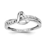 Sterling Silver Rhodium Plated Diamond Heart Ring - shirin-diamonds