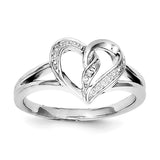 Sterling Silver Rhodium Diam. Heart Ring - shirin-diamonds