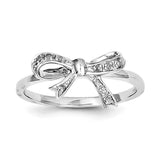 Sterling Silver Rhodium Plated Diamond Bow Ring - shirin-diamonds