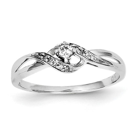Sterling Silver Rhodium Diam. Promise Ring - shirin-diamonds