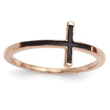 Sterling Silver Rose Gold-plated Antiqued Sideways Cross Ring - shirin-diamonds