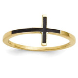 Sterling Silver Yellow Gold-plated Antiqued Sideways Cross Ring - shirin-diamonds