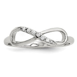 Sterling Silver Rhodium-plated with CZ Infinity Ring - shirin-diamonds