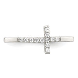 925 Sterling Silver with Cubic Zirconia Sideways Cross Ring