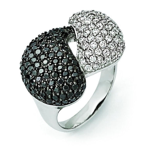 Sterling Silver & Black Rhodium Black & White CZ Ring - shirin-diamonds