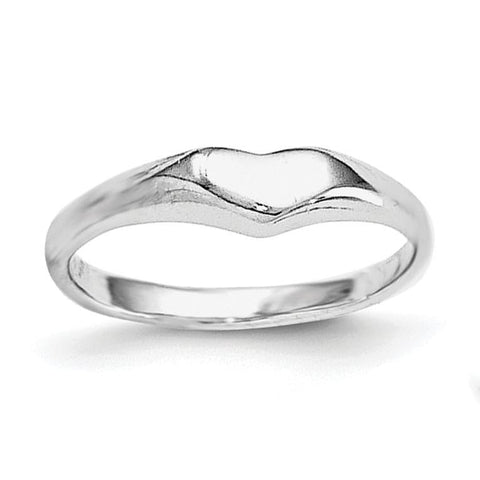 Sterling Silver RH Plated Child's Polished Heart Ring - shirin-diamonds