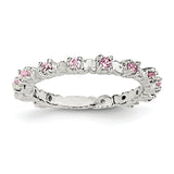 Sterling Silver Pink and White CZ Kid's Ring - shirin-diamonds