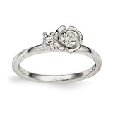 Sterling Silver Clear CZ Rose Kid's Ring - shirin-diamonds