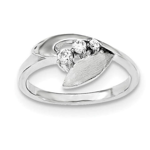 Sterling Silver Polished And Brushed CZ Ring - shirin-diamonds