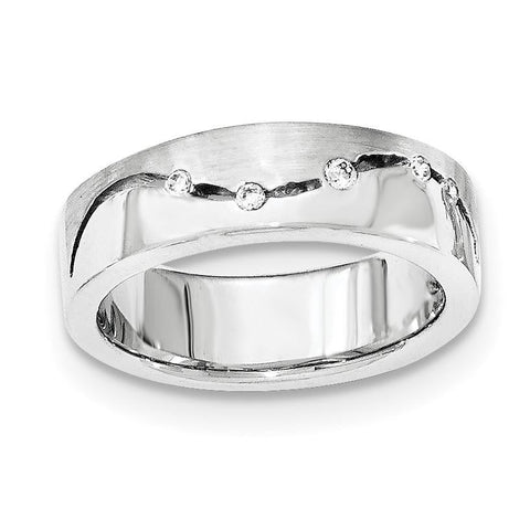 Sterling Silver Brushed And Polished CZ Ring - shirin-diamonds