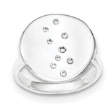 Sterling Silver Polished & Satin CZ Disc Ring - shirin-diamonds