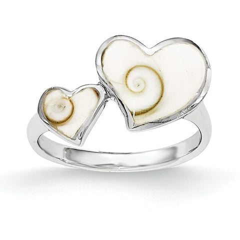 Sterling Silver Polished Hearts Shiva Eye Ring - shirin-diamonds