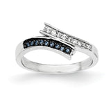 Sterling Silver Polished CZ & Blue Glass Stone Ring - shirin-diamonds