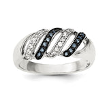 Sterling Silver Polished CZ & Blue Glass Stone Ring - shirin-diamonds